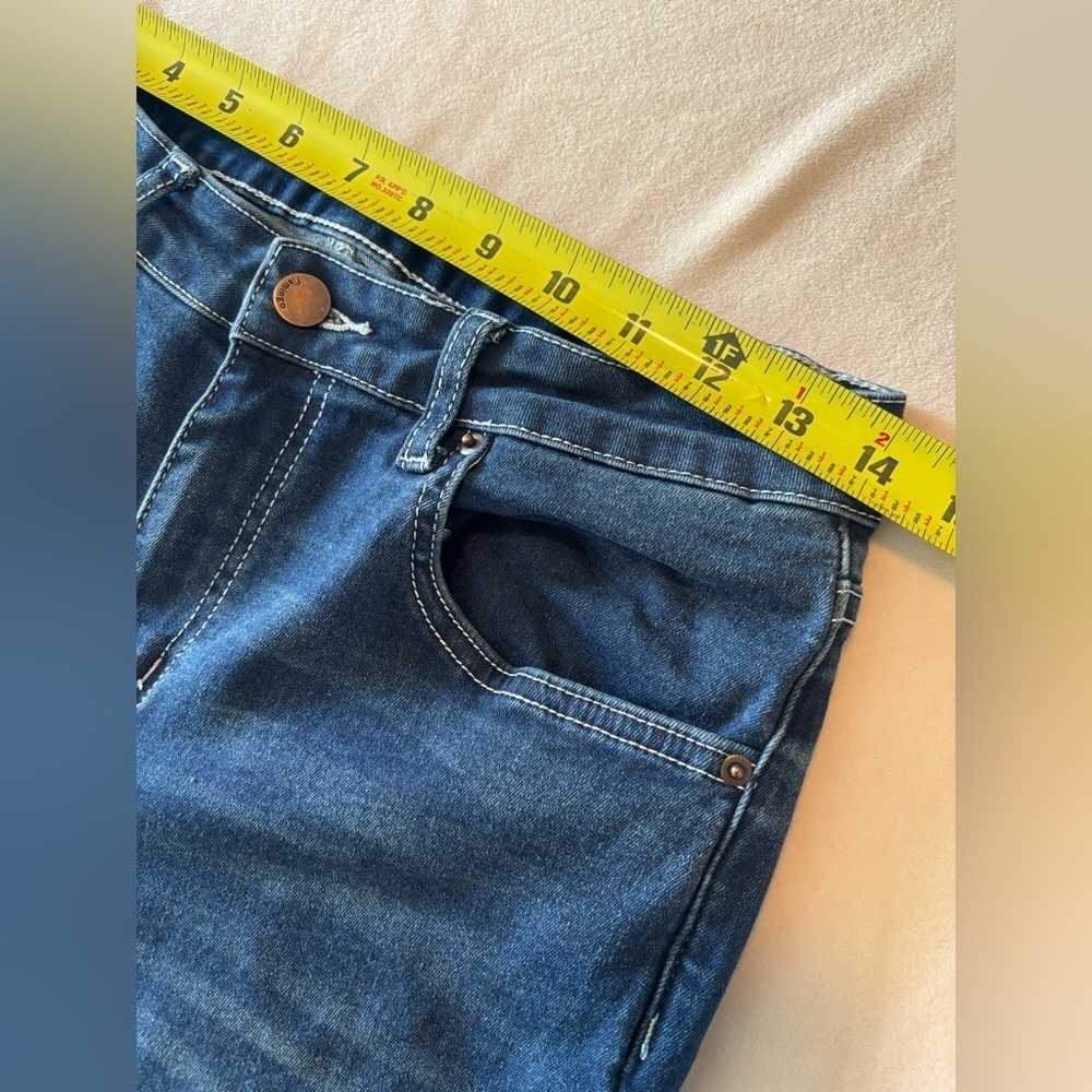 Flamingo Embroidery Back Pocket Dark Blue Stretch Women's Jeans Size M - Picture 3 of 4